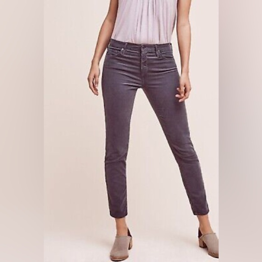 AG Adriano Goldschmied distressed black The Stevie Slim Straight Ankle Jean